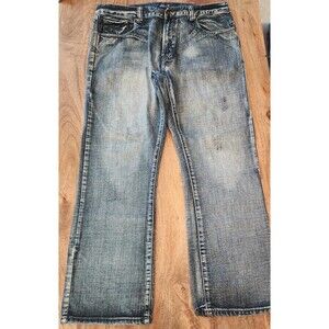 Flypaper Jeans Mens 38 Blue Medium Wash Relaxed Straight Distressed Denim